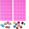 BAKER DEPOT Small Dome Silicone Mold for Cake Decorating Candy Chocolate Mould Semicircle Handmade Resin Craft Mould (round 24 holes mold 2 pcs)
